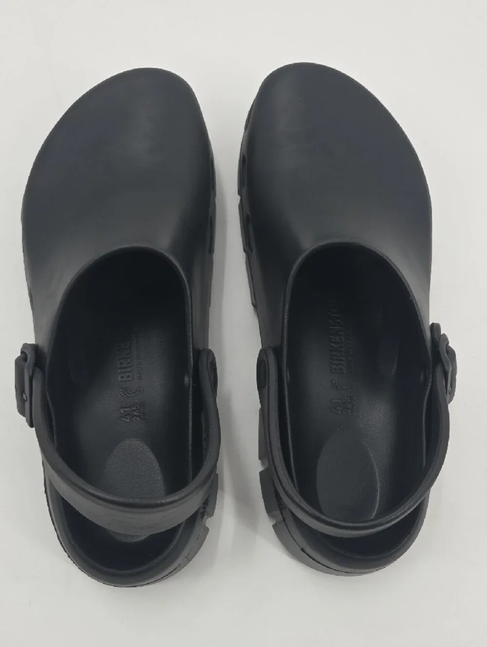Birkenstock Black Foam Clogs with Heel Strap